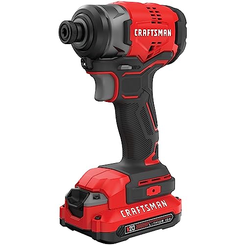 CRAFTSMAN V20 Cordless Impact Driver Kit, 1/4 inch, Battery and Charger Included (CMCF810C1) Craftsman