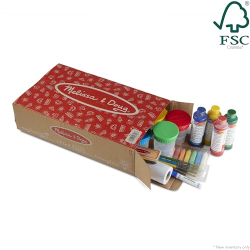 Melissa & Doug Easel Accessory Set - Paint, Cups, Brushes, Chalk, Paper, Dry-Erase Marker - FSC-Certified Materials Medium 19.3 x 11.1 x 5.0 Melissa & Doug