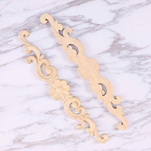 BESPORTBLE 4pcs Wood Carved Onlay Applique Unpainted Rose Flower Applique for DIY Craft Door Home Furniture Decoration BESPORTBLE