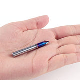 EANOSIC 60 Degree V Groove Router Bit 1/4 Inch Shank, 3-Flute Nano Blue Coated Solid Carbide V Router Bit for CNC Engraving and Chamfering EANOSIC