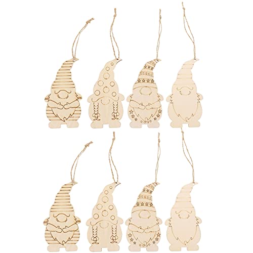 40pcs Gnome Wooden Hanging Ornaments Unfinished Wood Slices for Christmas Tree DIY Painting Graffiti Pendant Home School Decor Milisten