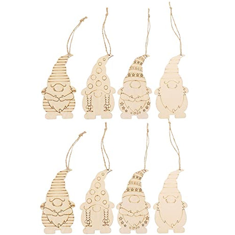 40pcs Gnome Wooden Hanging Ornaments Unfinished Wood Slices for Christmas Tree DIY Painting Graffiti Pendant Home School Decor Milisten