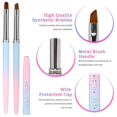 Sliverdew Nail Art Clean Up Brush, 2Pcs Round&Angled Nail Polish Clean Up Brush for Cleaning Fingernails, Professional Nail Painting Brushes for Nail Sliverdew