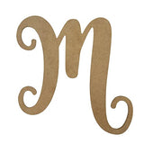 6" Wooden Letter M Unfinished, Starfish Font, Craft Cutout 1-8" Thick Wooden Craft Cutouts