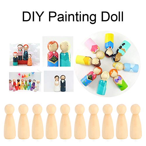 Wooden Peg Doll Bodies, 10pcs 75mm Unfinished People Shapes Wooden People Bodies Angel Dolls for DIY Painting Figure Craft, Female zjchao