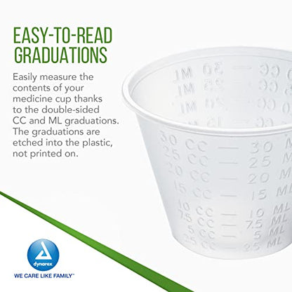 Dynarex 4258 Medicine Cup, 1 oz., Easy-to-Read CC and ML Graduation, Pack of 100 - WoodArtSupply