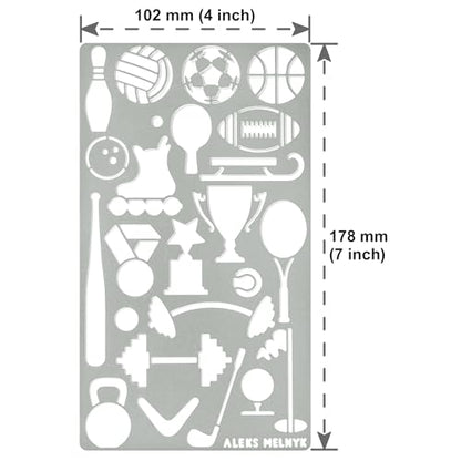 Aleks Melnyk #13 Metal Journal Stencil, Sport, Stainless Steel Stencil 1 PCS, Template Tool for Wood Burning, Pyrography and Engraving, Scrapbooking, - WoodArtSupply