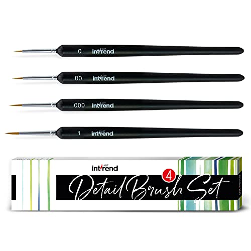 int!rend Detail Brush Set, 4 fine Hair Brushes, Optimal Brush Set for Watercolor, Acrylic, Oil Paints, Model Making, Warhammer 40k, Nails, Painting - WoodArtSupply