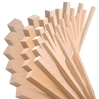 250PCS Balsa Wood Sticks for Projects Making Hardwood Square Dowels 1/2 1/4 1/8 3/8 3/16 5/16 x 6 Inch Square Dowel Rods for DIY Molding Crafts