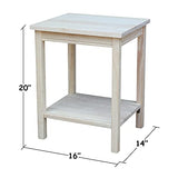 International Concepts Accent Table, 14 L x 16 W x 20 H inches, Unfinished IC International Concepts