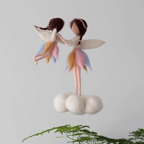 Mom and Kid on Cloud Fairy Needle Felting Kit Mom 6INCH Kid 4INCH Friendly Instruction DIY Craft Kit for Beginners Feltsky
