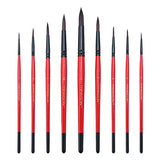 Transon Round Paint Brush Set 9pcs Synthetic Sable Hair for Acrylic Painting Watercolor Painting Gouache Ink Craft and Detail Painting TRANSON