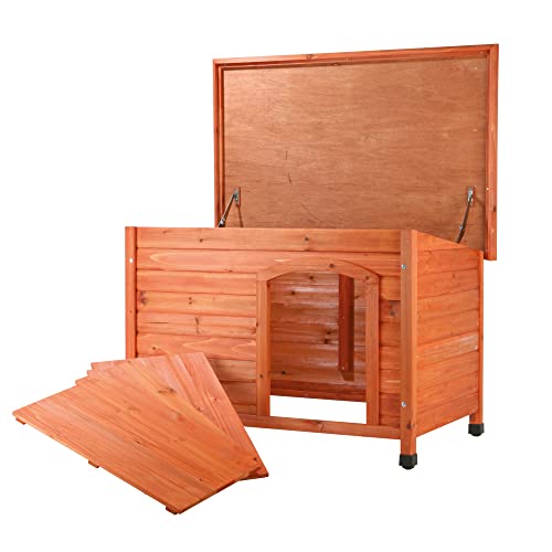 TRIXIE Small natura Classic Outdoor Dog House, Weatherproof Finish, Elevated Floor, Brown TRIXIE