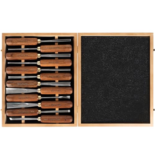 IMOTECHOM 12-Pieces Woodworking Wood Carving Tools Chisel Set with Wooden Box, Razor Sharp CR-V 60 Steel Blades IMOTECHOM