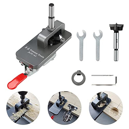 KKUYT 35mm Concealed Hinge Jig, Accurate Locking Hinge Drilling Jig Hole Guide Hole Puncher Locator Woodworking Tool for Door Cabinets Hinges - WoodArtSupply