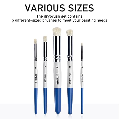 Falling in Art 5 Pcs Professional Drybrush Set, Detail Dry Brush, Miniature Paint Brushes for Model Rendering, Suitable for Beginners and Artists - WoodArtSupply