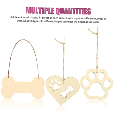 ABOOFAN 1 Set DIY Creative Wood Chips Gift Label Gift Decorative Label Unfinished Wooden Plain Wood Cutouts Blank Wooden Plaque Wooden Gift Ornaments ABOOFAN
