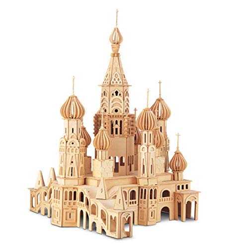 Puzzled 3D Puzzle St. Petersburg Church Wood Craft Construction Model Kit, Educational DIY Wooden Toy Assemble Model Unfinished Crafting Hobby Puzzle - WoodArtSupply