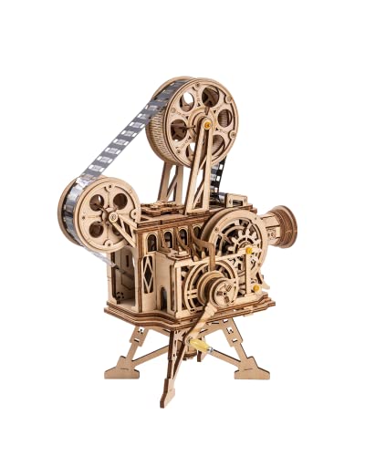 Rowood 3D Puzzle for Adults, DIY Wooden Model Kit for Adults to Build, Handheld Film Mechanical Gear Building Set, Birthday Vitascope Projector Rowood