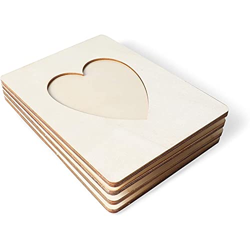Heart Shaped Unfinished Wood Picture Frames for 4 x 6 Photos (5.9 x 7.9 In, 4 Pack) Bright Creations
