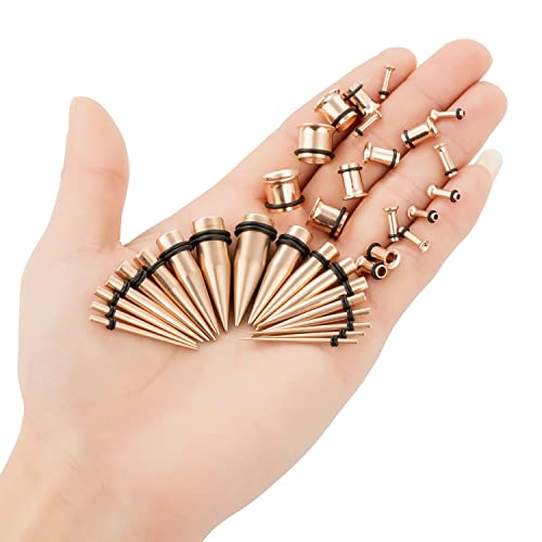 CABBE KALLO 36 pcs Ear Stretching Kit Gauges Tapers Surgical Stainless Steel &14G-00G Tunnels Gauges Set Expanders for Women Men Body Piercing CABBE KALLO