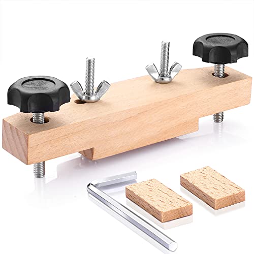 Facmogu Solid Maple Guitar Bridge Clamp, Entry Level Bridge Clamp Acoustic Luthier Tools with Cork Gasket & L-Wrench, Wooden Guitar Bridge Clamp for Facmogu