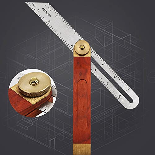 Sliding T-Bevel Gauge - T-Bevel with Stainless Steel Rule, Woodworking T Bevel Angle Finder with Hardwood Handle, Inches/Metric Marks Tshiwort