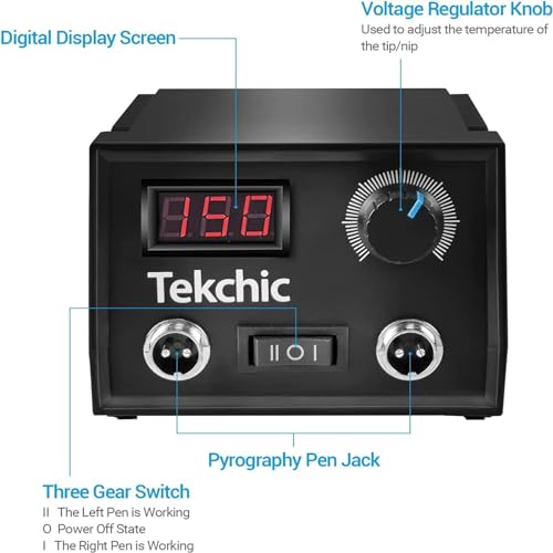 Professional Wood Burning Kit, TEKCHIC Pro1 Wood Burners for Wood Burning Pyrography with 20 Wire Nibs Tips Including Ball Tips TEKCHIC