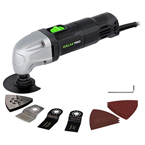 GALAX PRO 22000 OPM 1.5A Oscillating Multi Tool, 3 Degree Oscillating Angle with 3 Pieces Saw Blades, 1 Piece Semi Circle Blade Sanding Plate, 6