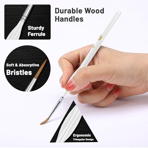 Mr. Pen- Detail Paint Brushes Set, 9 pcs, White, Miniature Paint Brushes, Thin Paint Brushes, Model Paint Brushes, Fine Tip Paint Brush, Face Paint Mr. Pen