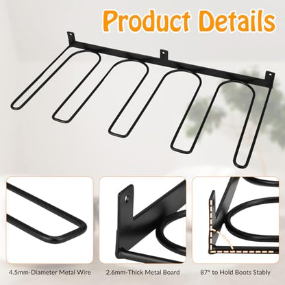 XLSXEXCL 4 Pack Boot Rack Wader Hangers Wall Mount Holds 8 Pairs Boot Organizer Hanging Metal Tall Boot Holder for Cowboy Garage Boot Storage Closet - WoodArtSupply