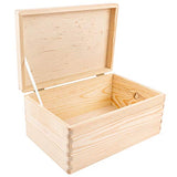 Creative Deco Large Wooden Storage Box with Hinged Lid | 11.8 x 7.87 x 5.51 inches (+-0.5) | Plain Unpainted Gift Box for Shoes Crafts Clothes Creative Deco