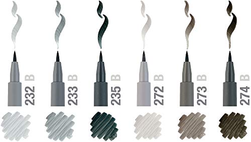 Faber-Castell Pitt Artist Brush Pen Wallet - Shades of Grey (6 Colours)