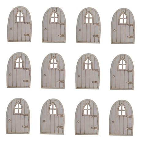 COHEALI 20pcs Fairy Door Wood Chips Mini Labels Unfinished Wood Slices DIY Painting Tags Fairy House Door Blank Cutout Tags Miniature Garden Door COHEALI