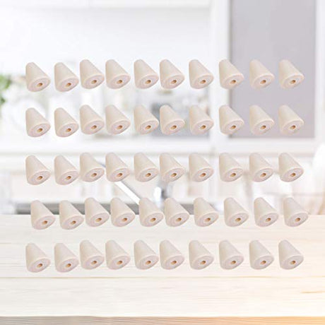 HEALLILY Natural Wood Beads Cone Shaped Beads Wooden Loose Spacer Beads for DIY Craft Handmade Jewelry Accessories 50Pcs HEALLILY