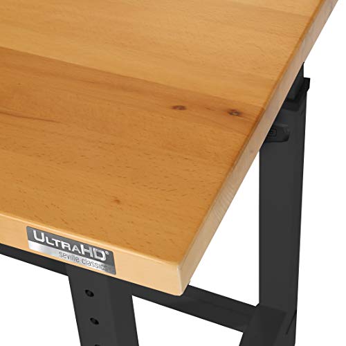 Seville Classics UltraHD Heavy Duty Height Adjustable Workbench Table w/ Solid Wood Top, 1000 lbs. Weight Capacity Workstation for Garage, Warehouse, Seville Classics