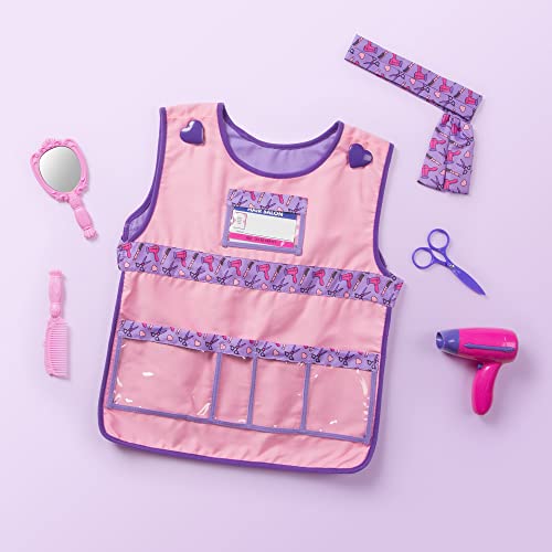 Melissa & Doug Hair Stylist Role Play Costume Dress-Up Set (Frustration-Free Packaging) Purple 17" x 21" x 5", for Children Age : 3+ - WoodArtSupply