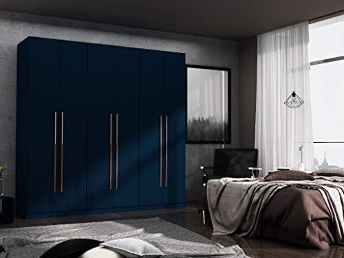 Manhattan Comfort Gramercy 3-Sectional Wood Wardrobe Armoire Closet in Blue Manhattan Comfort