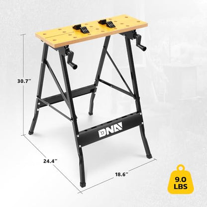 DNA MOTORING Adjustable Workbench - Portable Foldable Multi-Purpose, with Measuring Ruler and Protractor - Ideal for Garage, Home, DIY, and - WoodArtSupply