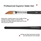 Sable Watercolor Brushes Professional Kolinsky Watercolor Artist Paint Brushes 7pcs, Pointed Rounds, Rigger, Long Flat, Dagger, Fan for Watercolor Fuumuui