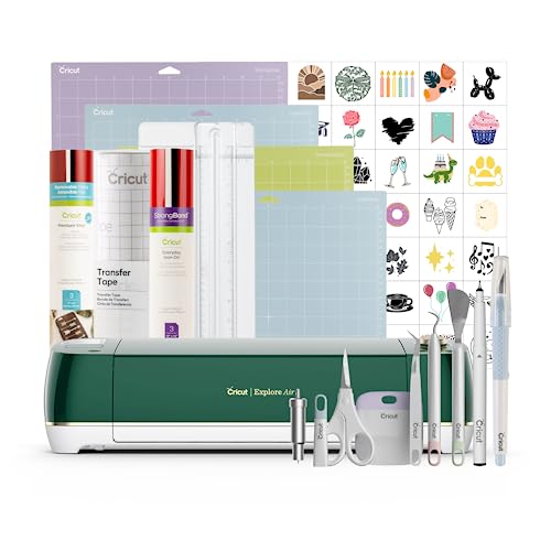 Cricut Explore Air 2 Starter Bundle - Includes 50 images & 10 fonts, Materials, Tool Set, Trimmer, Transfer Tape, Machine Mats & TrueControl Knife,