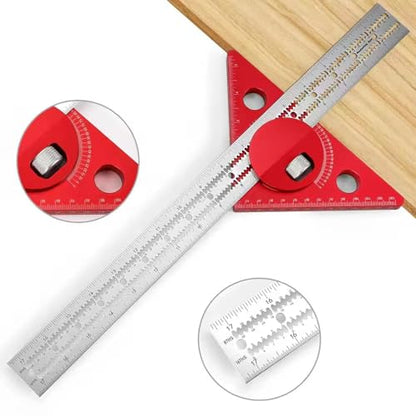 Woodworking Edge Ruler,Woodworking Scriber Ruler with Adjustable Protractor Angle Finder, 0-180 Degrees Angle Measuring Tool ， Architect Ruler for - WoodArtSupply