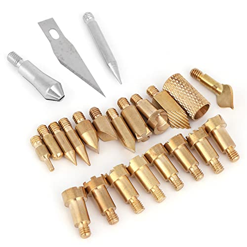 Wood Burning Tips, 23Pcs Craft Wood Burning Pen Tips, Soldering Brass Pen Tips Stencil Soldering Pyrography Working Carving - WoodArtSupply