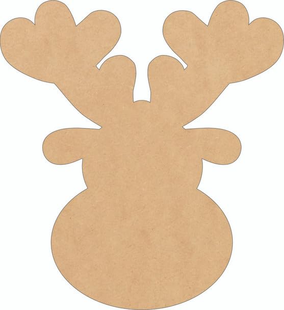 Unfinished Christmas Reindeer Head Wood 20" Blank, Paintable MDF 1/8" Wall Craft