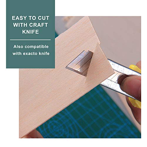 CRAFTIFF Balsa Wood Sheets Unfinished Thin Wood Pieces for Crafts 1/16  Thick 12x4 - Pack of 6 (12x4, Pack of 6)