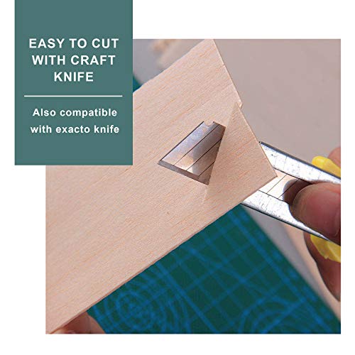 CRAFTIFF Balsa Wood Sheets Unfinished Thin Wood Pieces for Crafts 1/16 Thick 12"x4" - Pack of 6 (12"x4", Pack of 6)