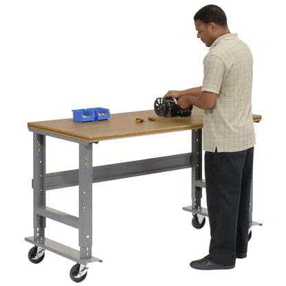 Global Industrial Mobile Adjustable Height Workbench, Shop Square Edge, 72" W x 36" D, Gray - WoodArtSupply