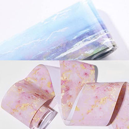 LoveOurHome 30 Sheet Holographic Nail Transfer Foils Marble Starry Sky Gold Silver Nails Art Foil Stickers Decals Manicure Fingernail Tattoo Decorations Accessories for Acrylic Tips Crafts