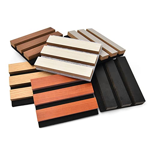 Art3d Wood Slat Acoustic Panels for Stylish Decor and Noise Reduction, 3D Textured Panel for Ceiling and Wall, Samples Pack Art3d