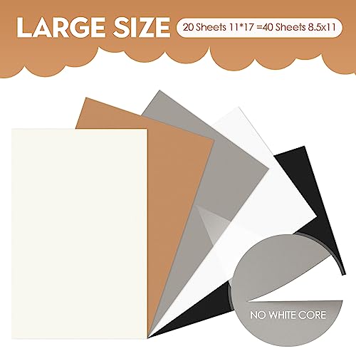 11x17 Inch Large Colored Cardstock Paper White Ivory Black Brown Kraft Grey 20 Sheets 80lb A3 Aesthetic Color Card Stock Printer Paper Sheet for - WoodArtSupply